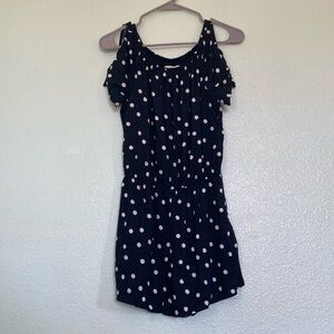 Polka Dot Kids Romper - navy and white